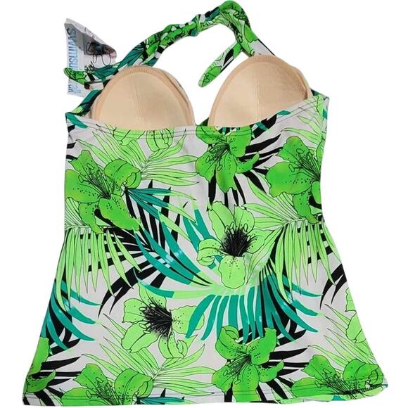 Swimsuits for All S4A Swim Sexy Floral Palm Tropical Halter Tankini Plus 18 NEW - Picture 2 of 12